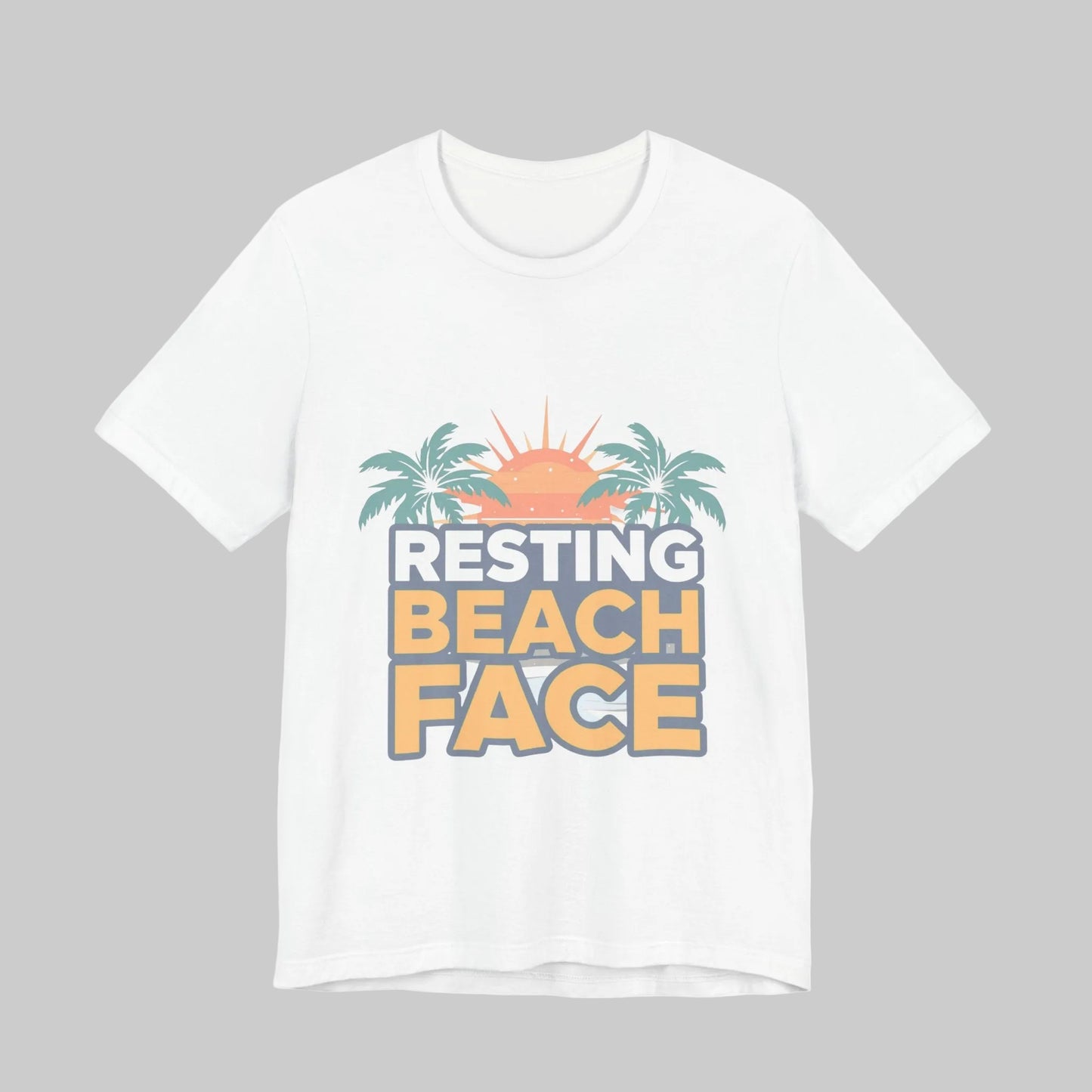 Resting Beach Face white graphic tee front view — clean product shot — Leela's Ink

