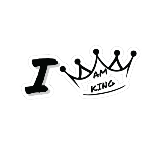 I Am King Crown Sticker — Black & White Laptop Decal