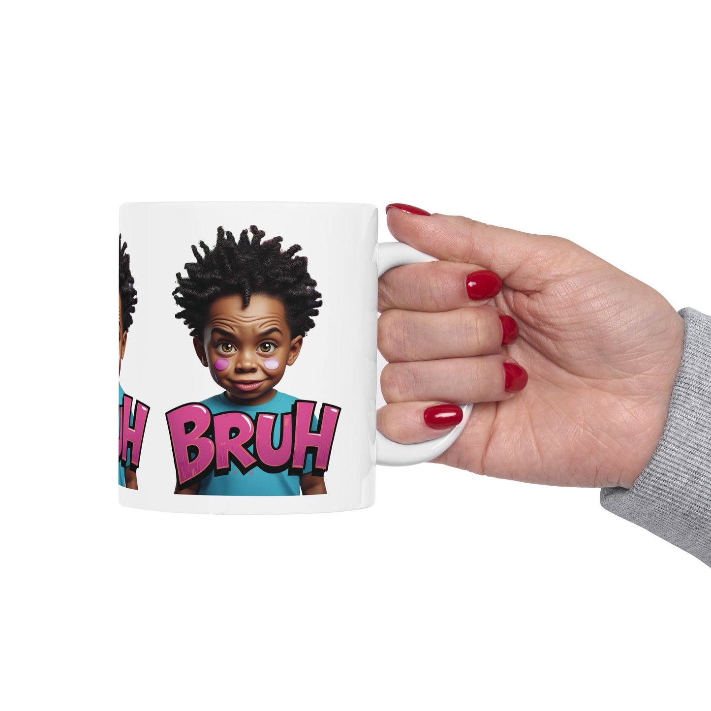 Bruh Kid Ceramic Mug – Funny Cartoon Character Coffee Cup (11oz)