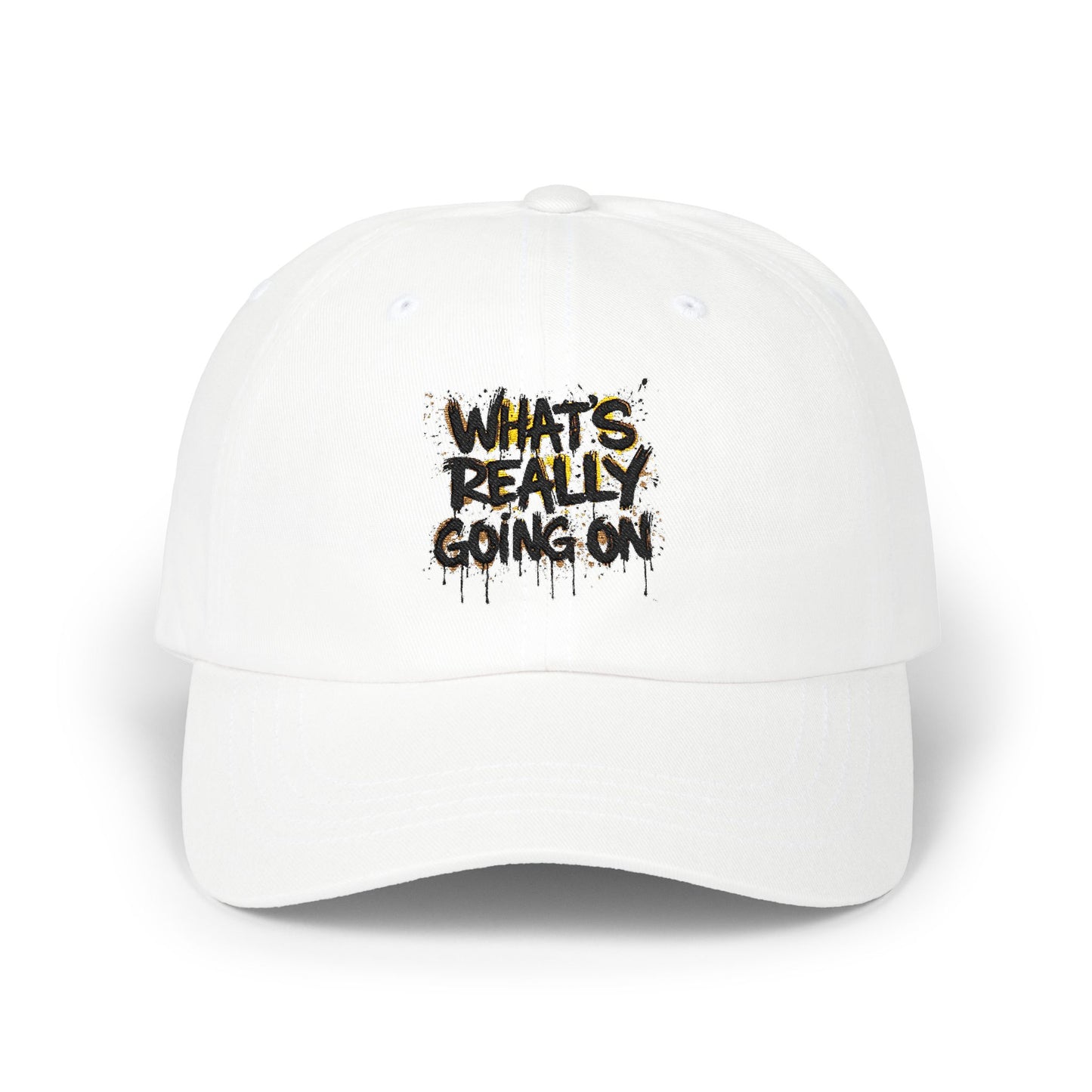 WHAT’S REALLY GOING ON Gold-Drip Graffiti Cap