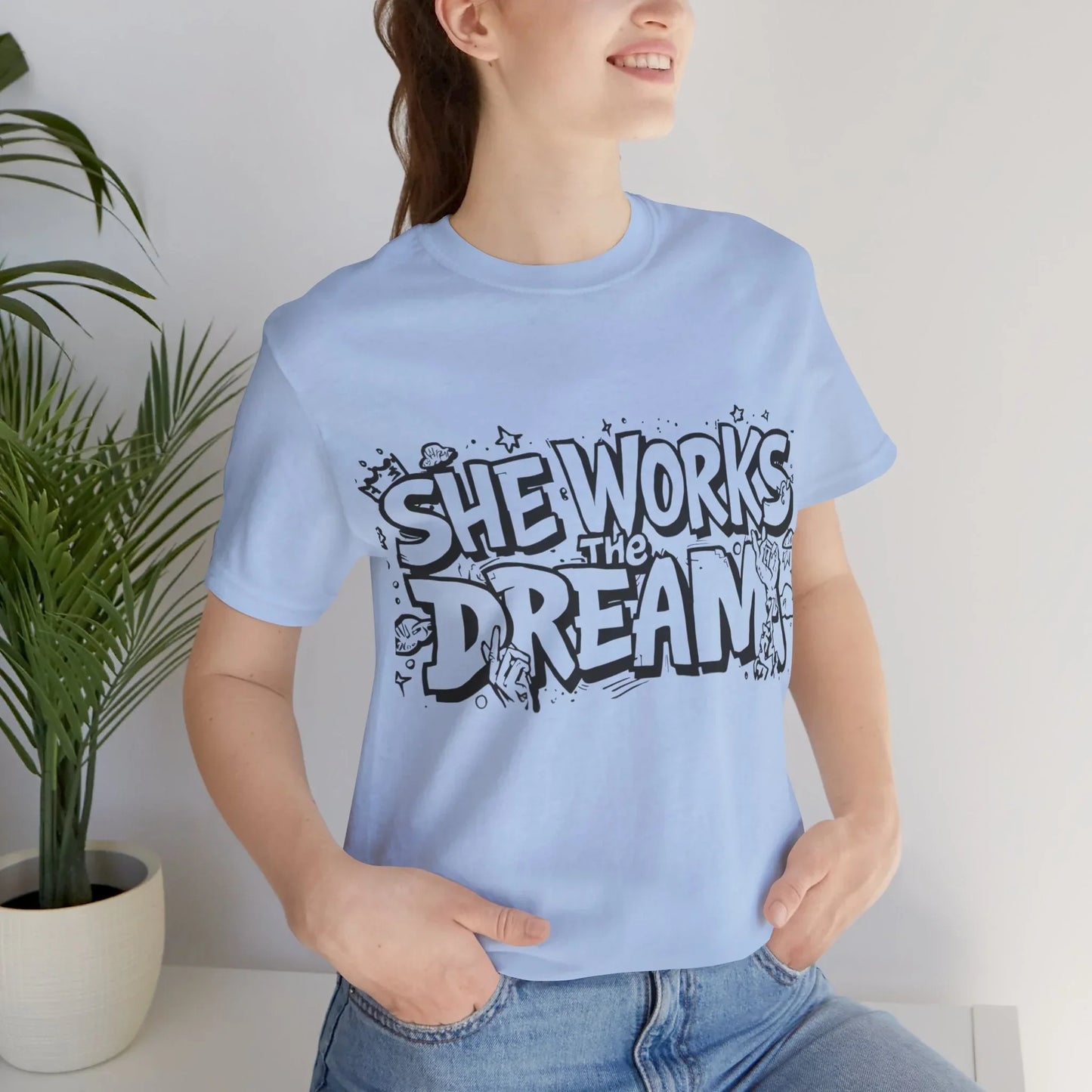 She Works the Dream Tee - Black & Transparent Leela's Ink