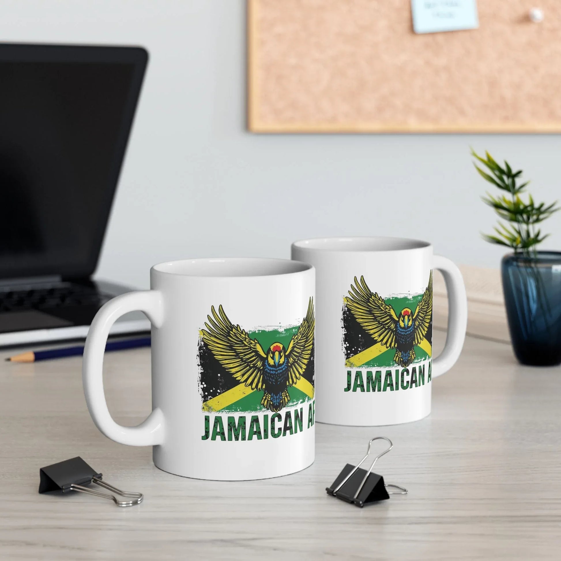 Jamaican AF Ceramic Mug – Jamaica Flag & Eagle Coffee Cup (11oz) Leela's Ink