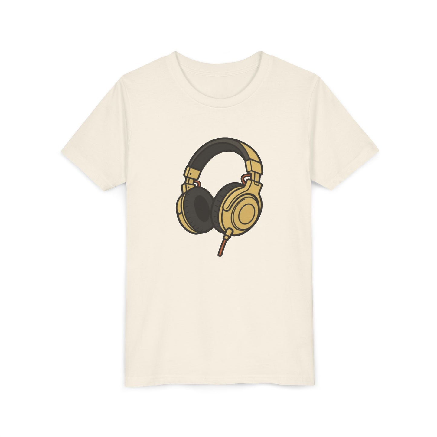 Kids Headphones Graphic Tee - Gold DJ Music T-Shirt for Boys & Girls