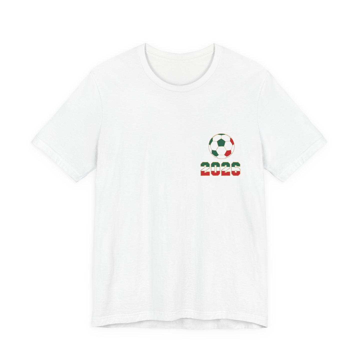 White El Tri soccer tee flat lay, front view with left chest logo
