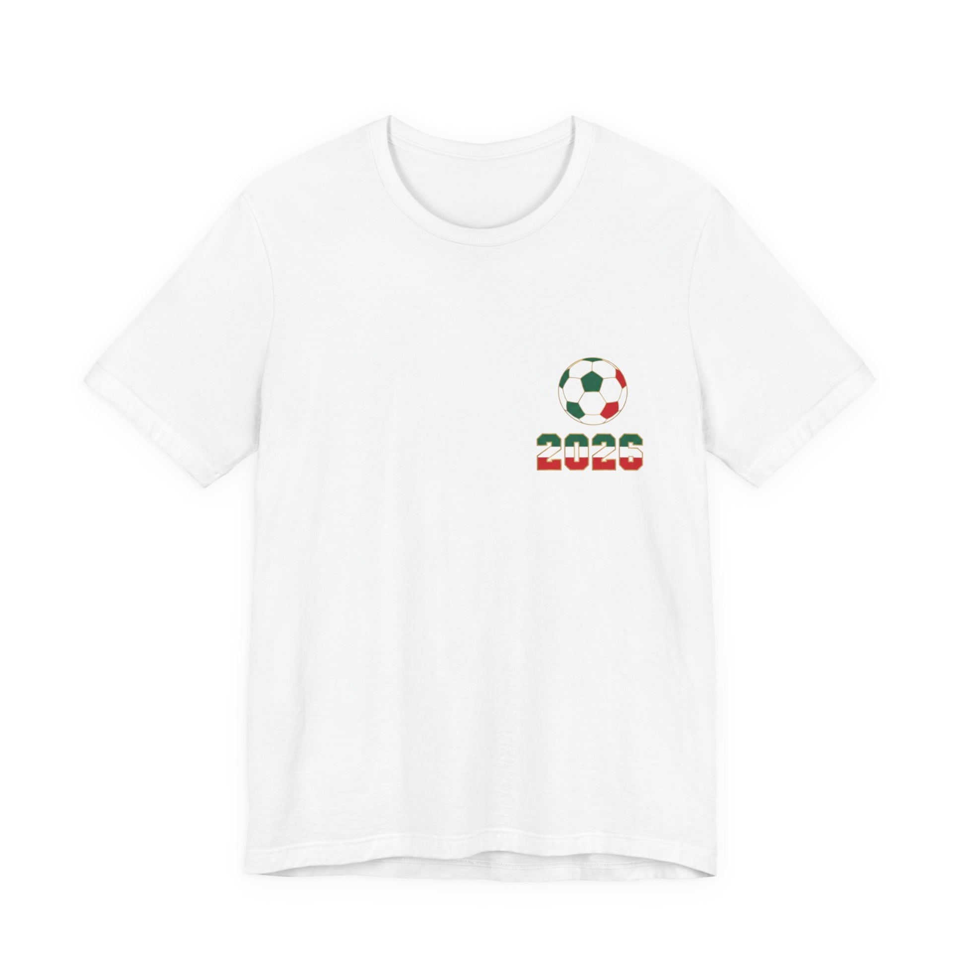 White El Tri soccer tee flat lay, front view with left chest logo
