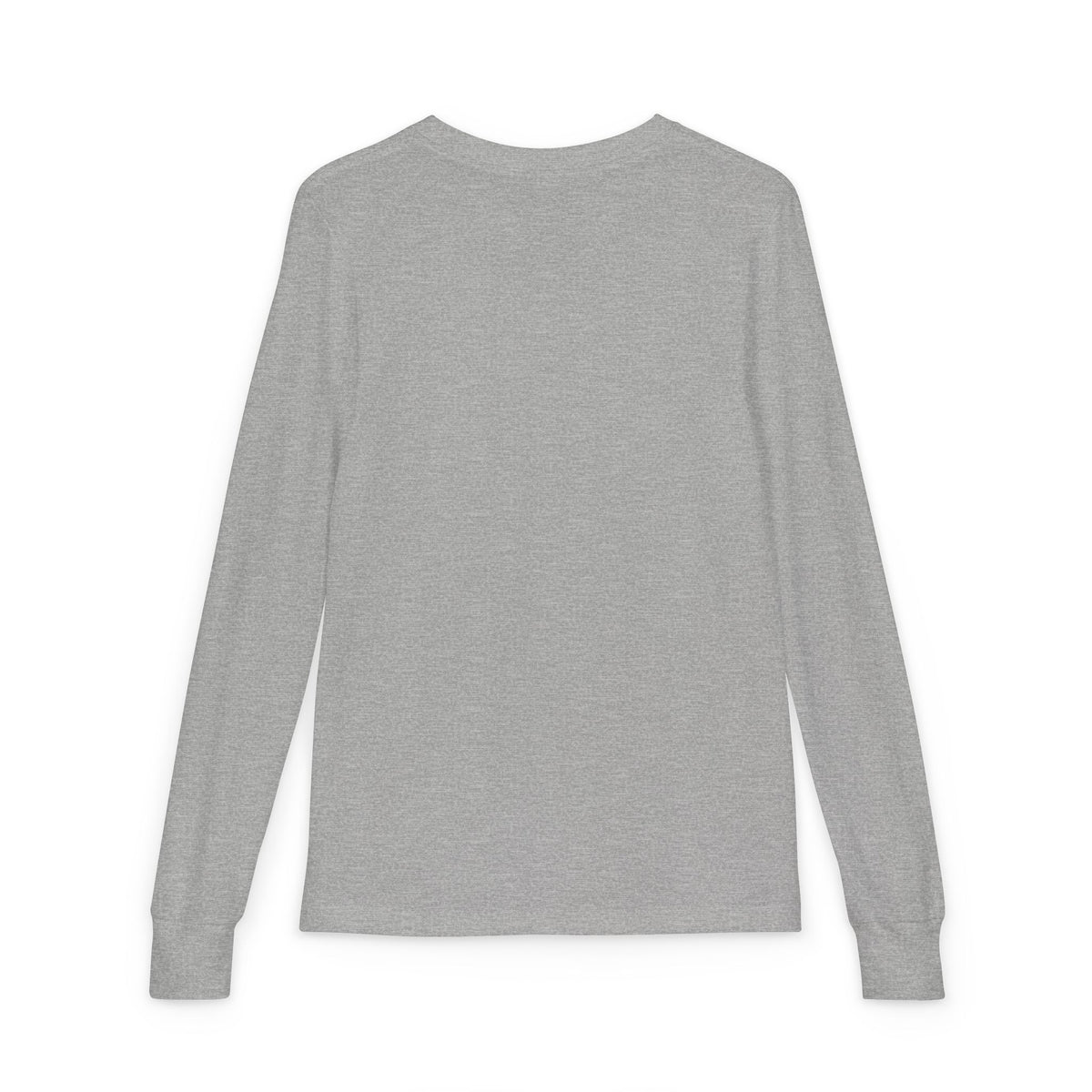 Back view of a plain gray long-sleeve t-shirt.