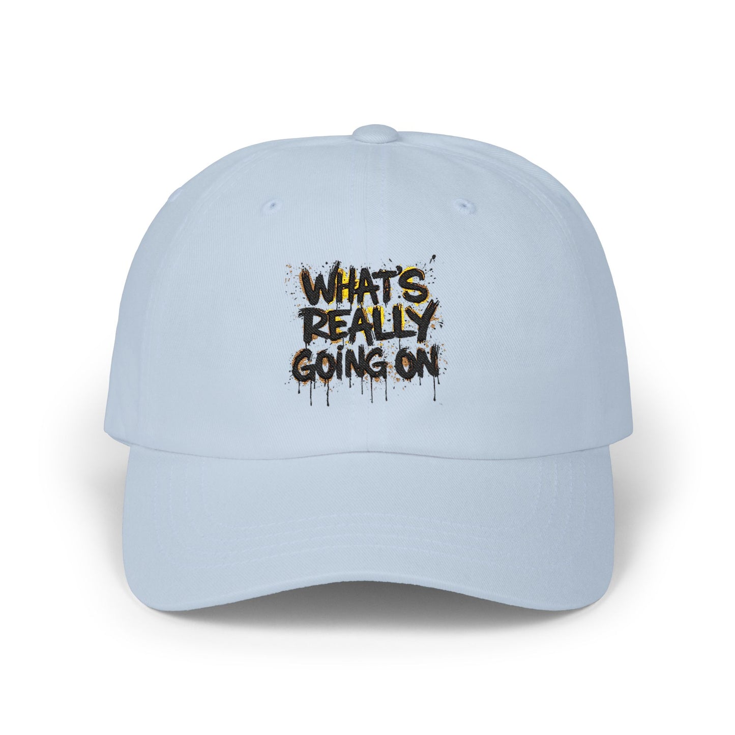 WHAT’S REALLY GOING ON Gold-Drip Graffiti Cap