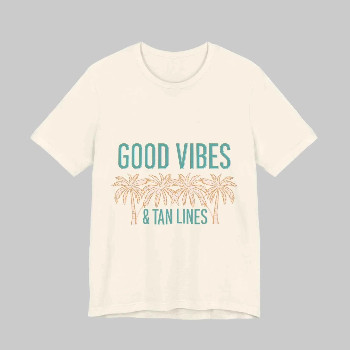 Good Vibes & Palm Lines cream graphic tee flat lay — Leela's Ink
