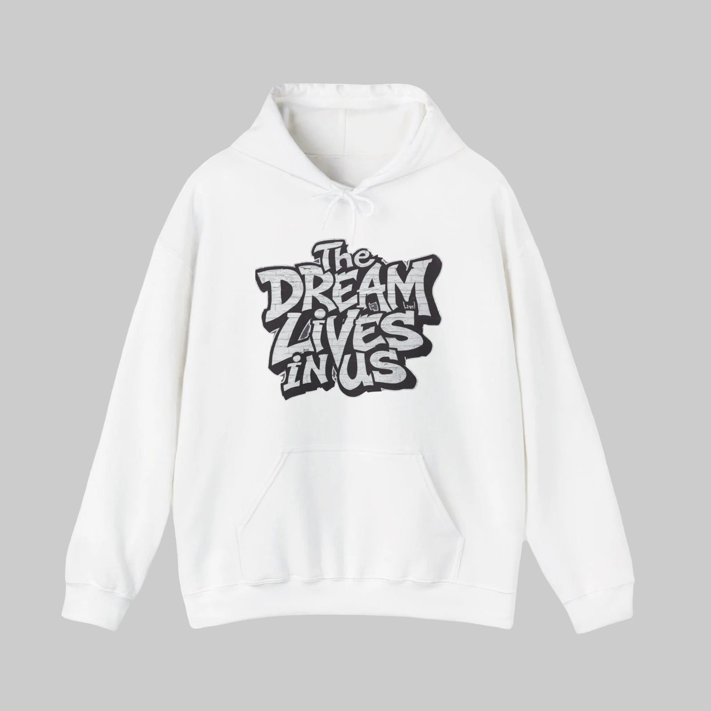 The Dream Lives In Us” Black & White Minimalist Hoodie