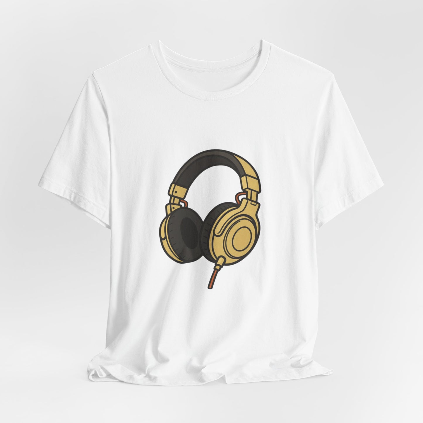 Headphones Graphic Tee — Gold DJ Music T‑Shirt