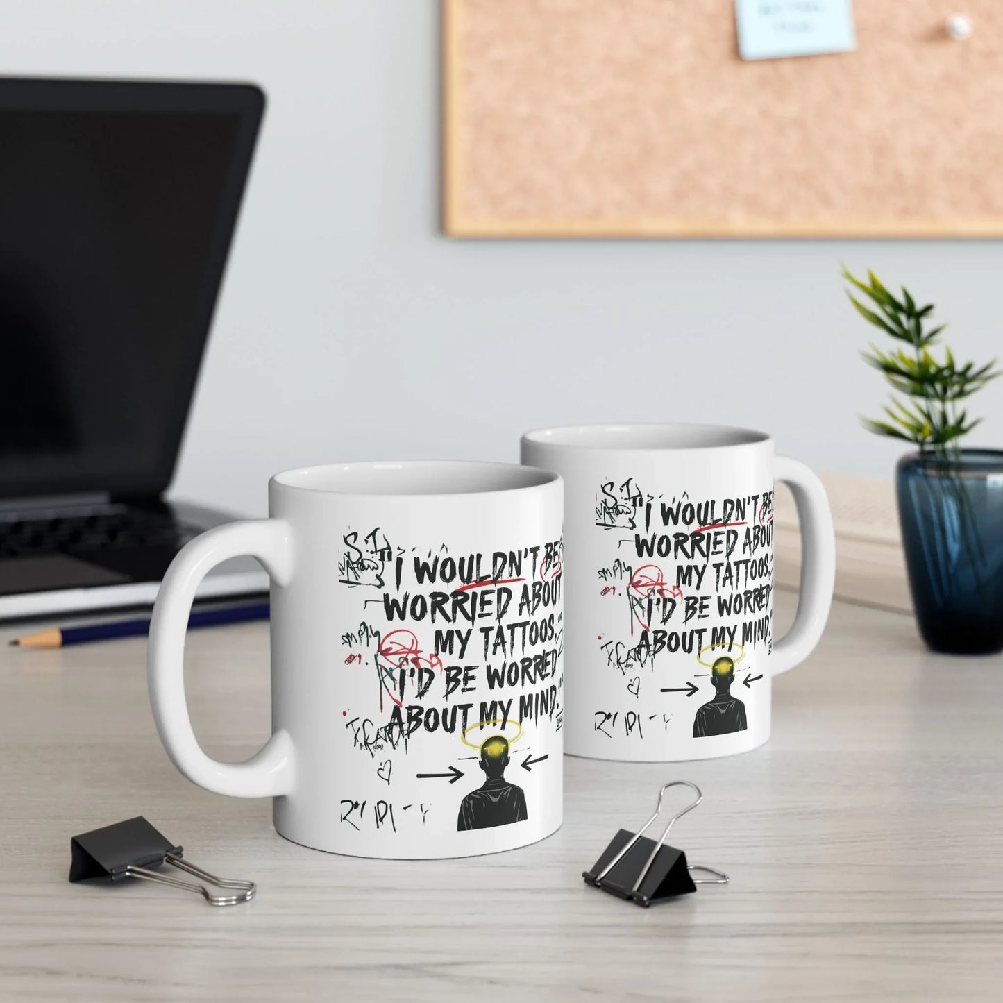 Mind Over Ink Ceramic Mug - No Background (11oz) Leela's Ink