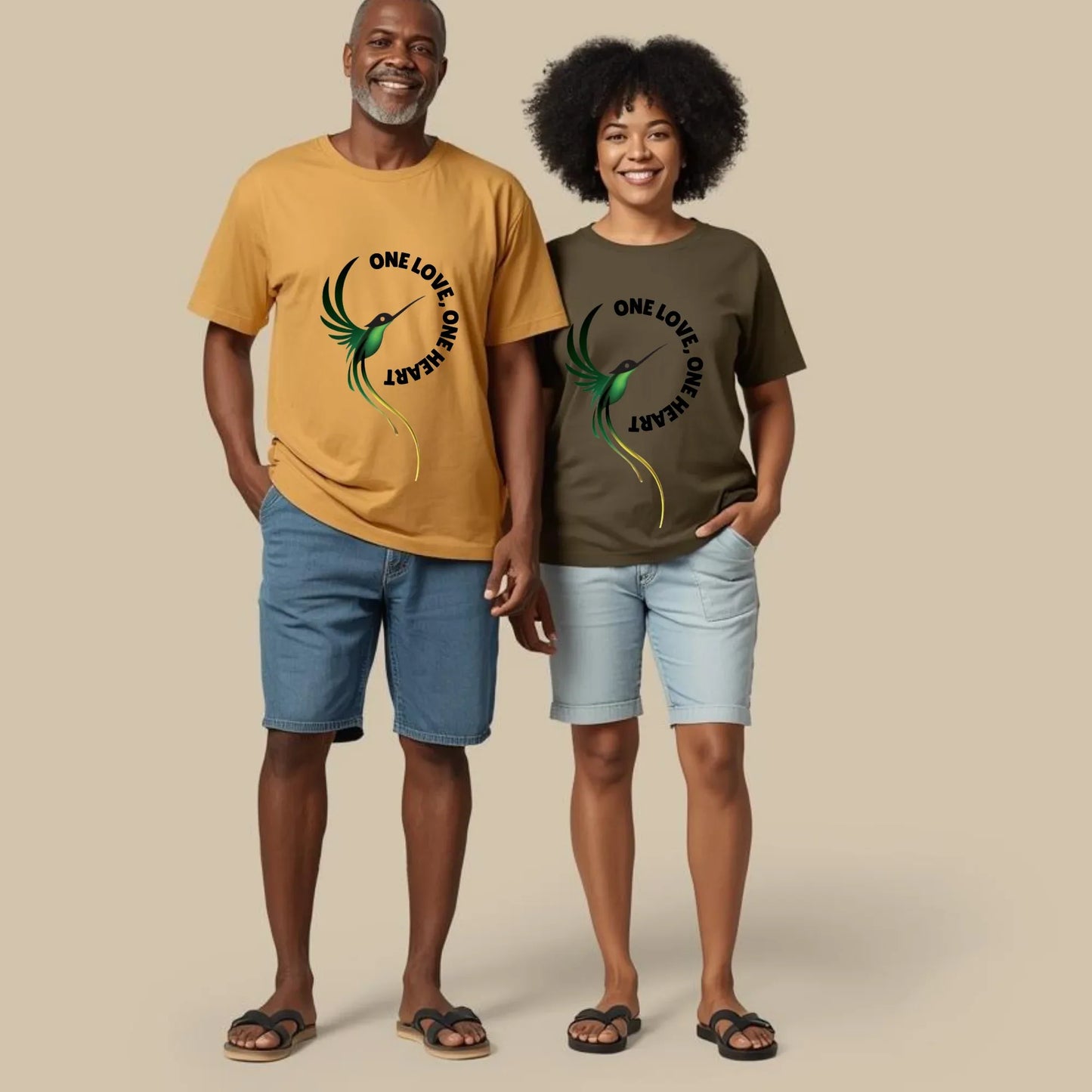 T-Shirt — Hummingbird "One Love, One Heart" Peace Graphic Tee Leela's Ink