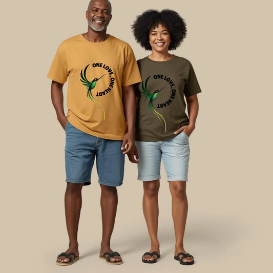 T-Shirt — Hummingbird "One Love, One Heart" Peace Graphic Tee Leela's Ink