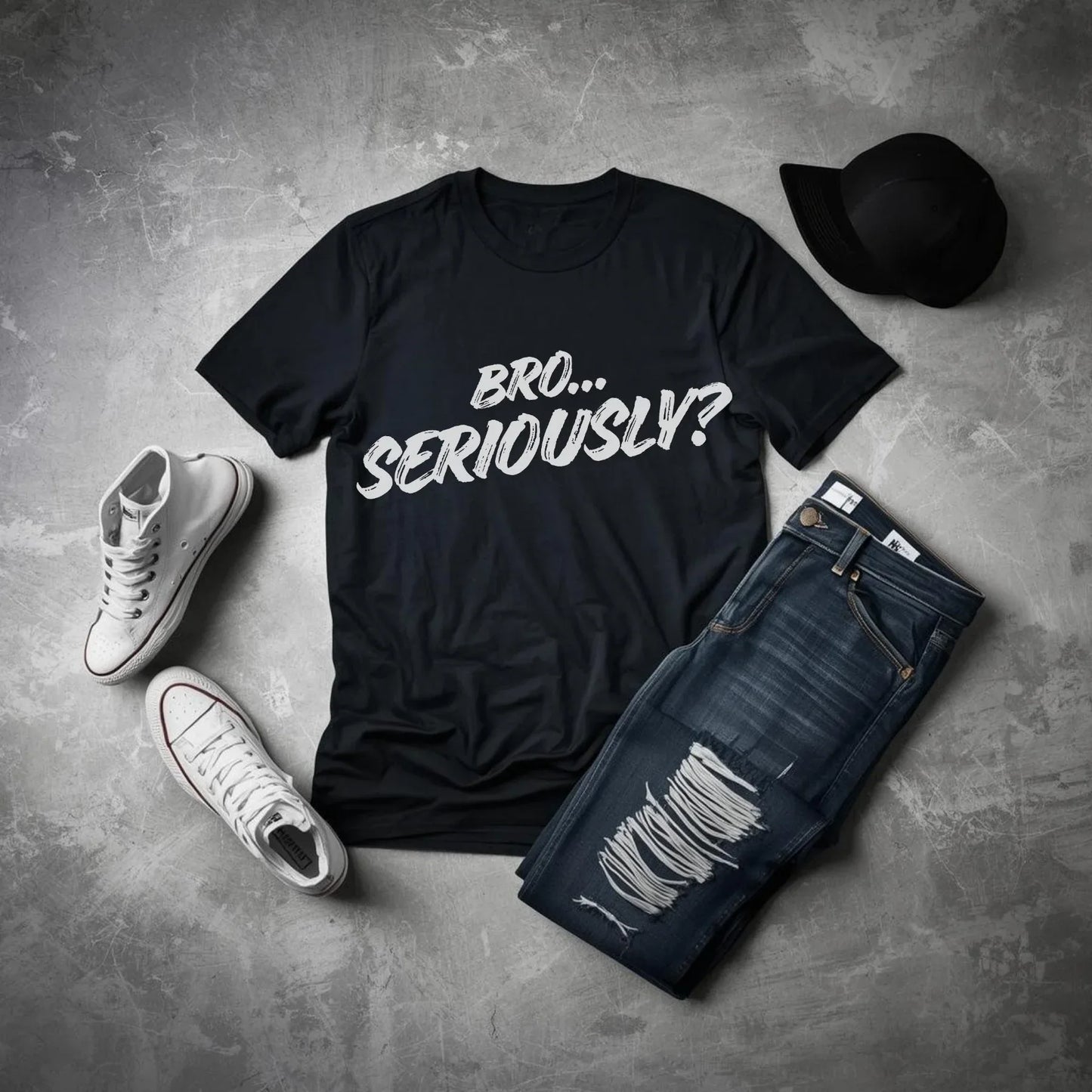 Bro.. Seriously – Sarcasm Statement Tee (White Lettering) Leela's Ink