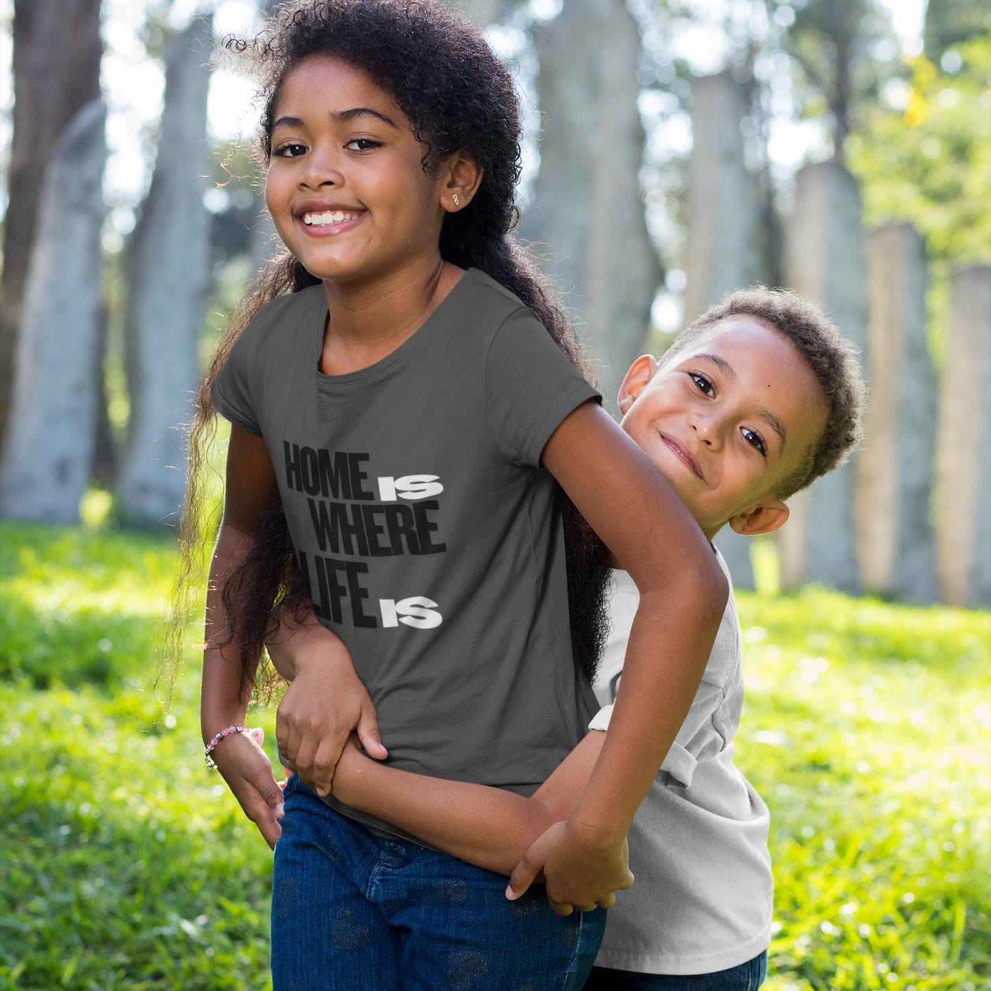 Home Is Where Life Is Youth T-Shirt — Kids Minimalist Graphic Tee