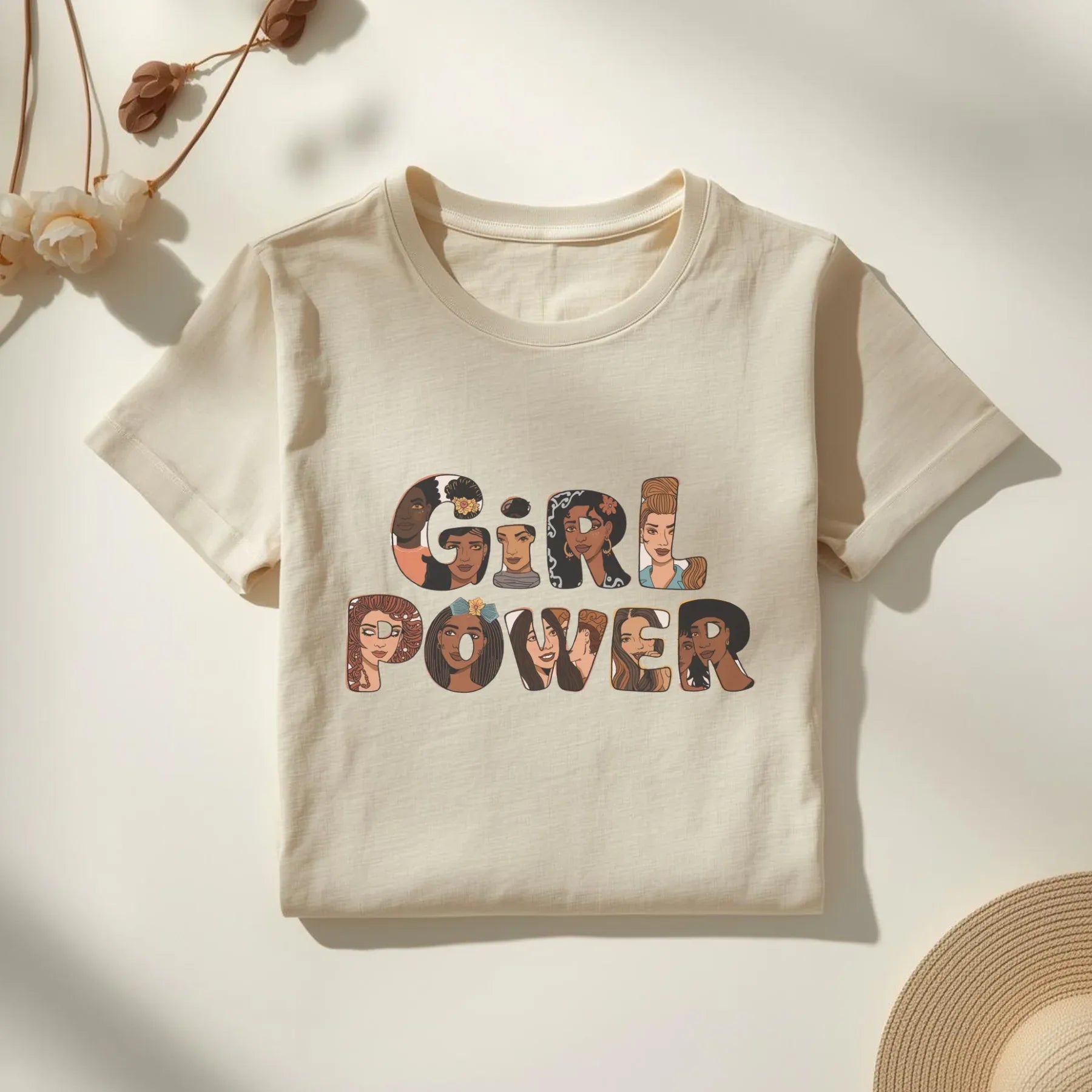 Girl Power Graphic Tee – Floral Retro Feminist Streetwear | Leela's Ink

