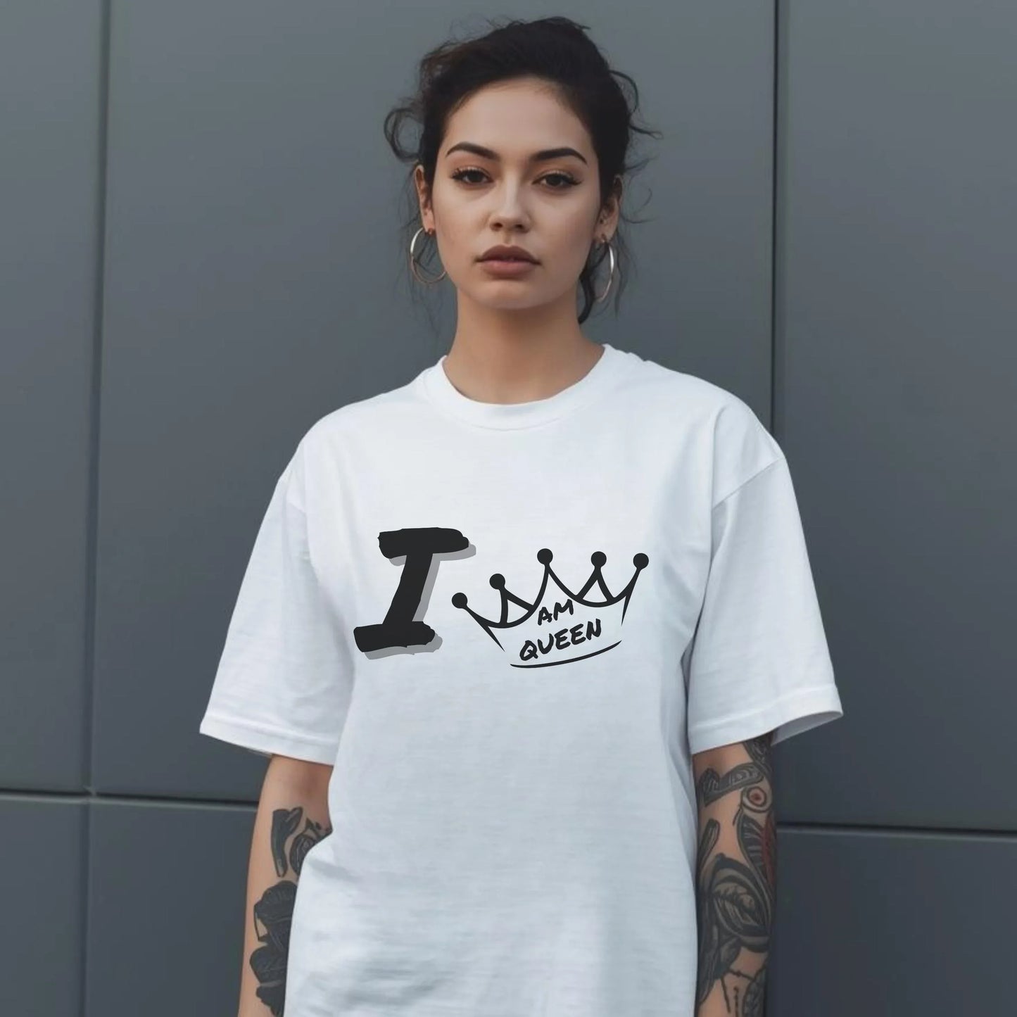 I Am Queen Crown Tee – Bold Empowerment Graphic Shirt Leela's Ink