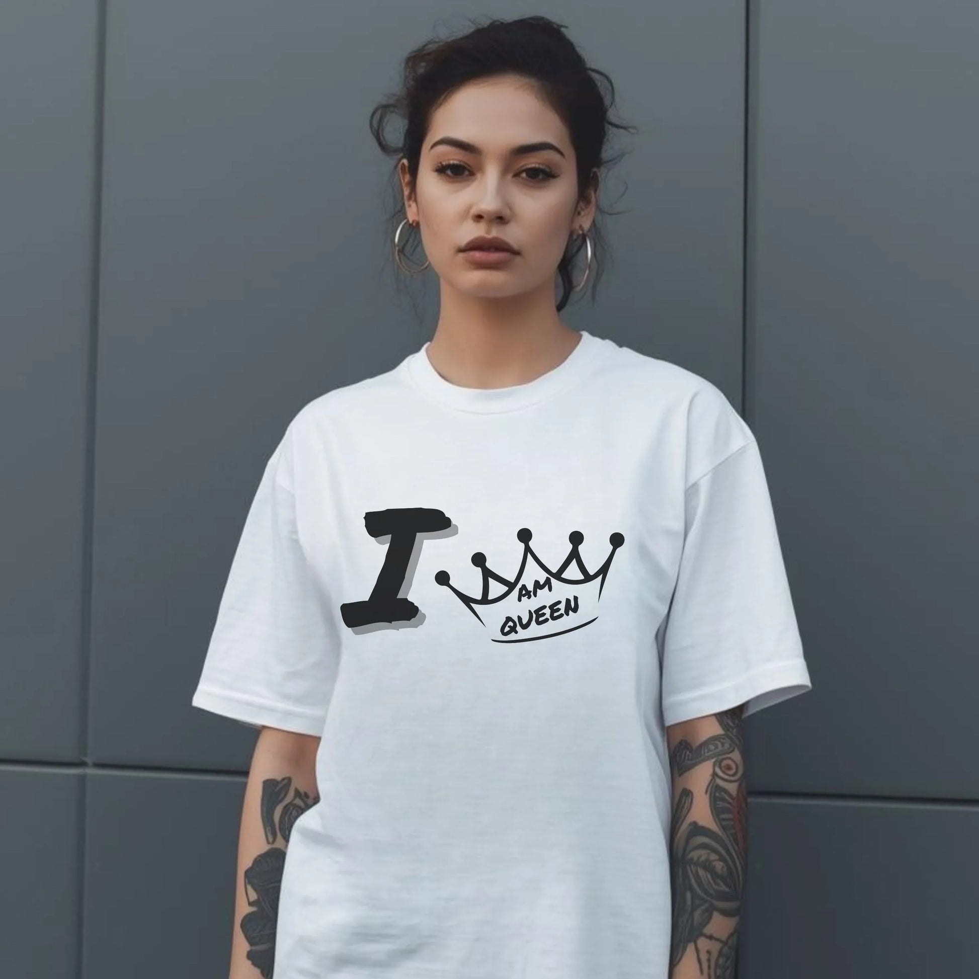 I Am Queen Crown Tee – Bold Empowerment Graphic Shirt Leela's Ink