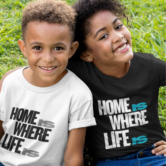 Home Is Where Life Is Youth T-Shirt — Kids Minimalist Graphic Tee