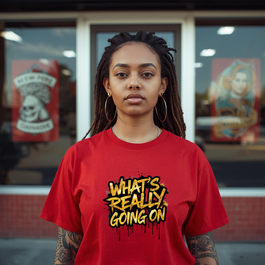 WHAT’S REALLY GOING ON — Gold Drip Graffiti Tee