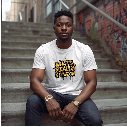 WHAT’S REALLY GOING ON — Gold Drip Graffiti Tee
