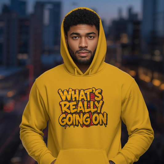 WHAT’S REALLY GOING ON Hoodie — Yellow Graffiti Truthwear