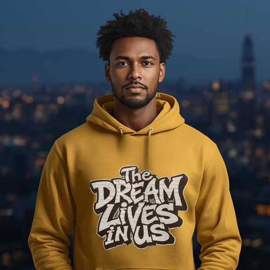 The Dream Lives In Us” Black & White Minimalist Hoodie