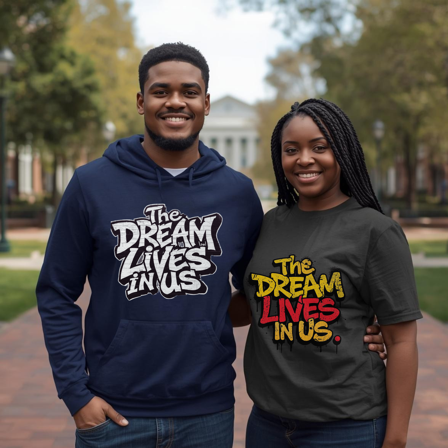 The Dream Lives In Us” Black & White Minimalist Hoodie